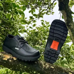 Crab Kids Full Black Leather School Shoes for Boys - 2