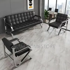 Executive Leather Office Sofa Set and Chrome Waiting Area Chairs