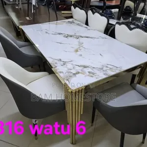Modern 6-Seater Dining Set With Marble Top