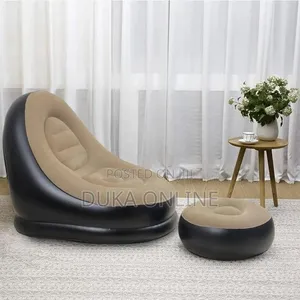 Sofa ya Velvet ya Kupuliza na Stuli ya Kuwekea Miguu - 2
