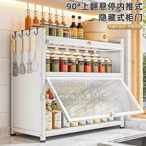 Rafu ya Jikoni ya Kuhifadhia Vitu na Milango ya Kioo - 3