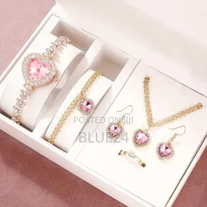 6pcs Women's Watch Set with Rhinestone Heart Quartz Watch and Bracelet - 3