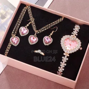 6pcs Women's Watch Set with Rhinestone Heart Quartz Watch and Bracelet - 5
