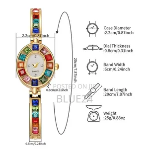 Women's Retro Quartz Watch with Colorful Diamond Dial - 2