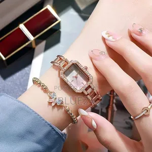 Saa ya Kifahari ya Wanawake ya Fashion Square Crystal Quartz - 2