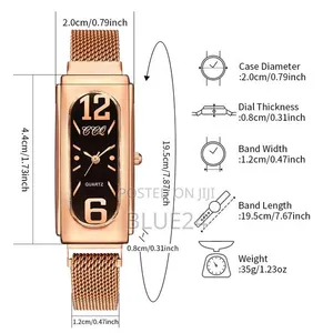 2-Piece Rectangular Women's Quartz Watch Set with Magnetic Buckle - 5