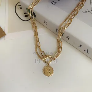 Trendy Kpop Beauty Head Coin Choker Necklace Gold - 3