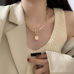 Trendy Kpop Beauty Head Coin Choker Necklace Gold - 4
