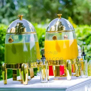 Stainless Steel 12L Beverage Dispenser with Gold Accents