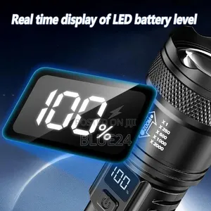 Rechargeable LED Flashlight Zoomable Torch with LCD Display - 4