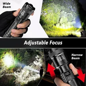 Rechargeable LED Flashlight Zoomable Torch with LCD Display - 5