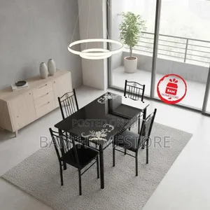 Modern 4-Seater Glass Dining Table Set