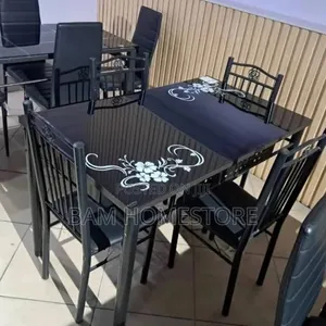 Modern 4-Seater Glass Dining Table Set - 2