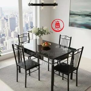 Modern 4-Seater Glass Dining Table Set - 3