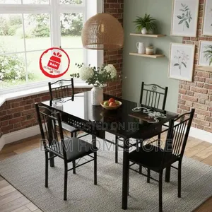 Modern 4-Seater Glass Dining Table Set - 6