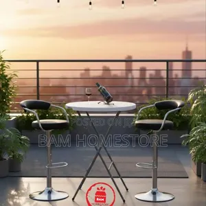 Modern Bistro Set - Folding High-Top Table and Adjustable Bar Stools