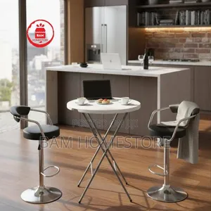 Modern Bistro Set - Folding High-Top Table and Adjustable Bar Stools - 2
