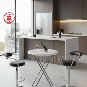 Modern Bistro Set - Folding High-Top Table and Adjustable Bar Stools - 3