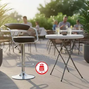 Modern Bistro Set - Folding High-Top Table and Adjustable Bar Stools - 4
