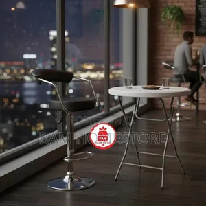 Modern Bistro Set - Folding High-Top Table and Adjustable Bar Stools - 5