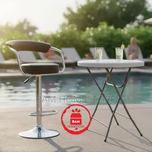 Modern Bistro Set - Folding High-Top Table and Adjustable Bar Stools - 6