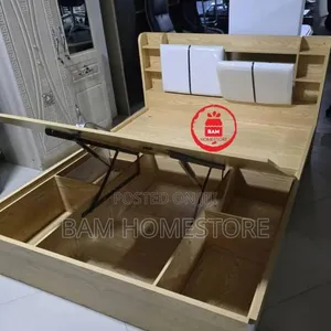 Luxury King Size Bed with Hydraulic Storage and Headboard Shelves - 2