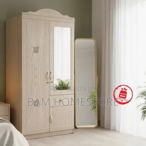 Imported Wooden 2-Door Wardrobe with Mirror