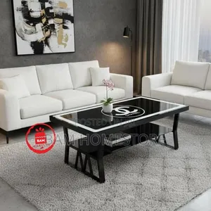 Modern Luxury Channel Design Coffee Table - Black White