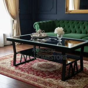 Modern Luxury Channel Design Coffee Table - Black White - 6