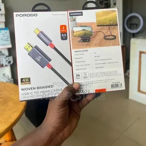 Kebo ya Porodo Woven Braided USB-C kwenda HDMI