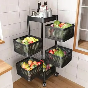 Kitchen Trolley Stand 4-Tier 4-Corner