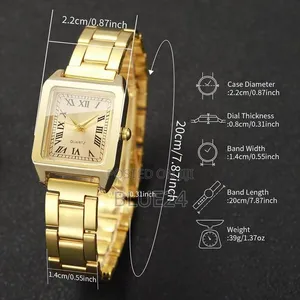 2pcs Fashion Square Dial Women's Quartz Wristwatches