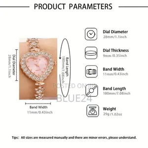 6pcs Women's Watch Set with Rhinestone Heart Quartz Watch and Bracelet