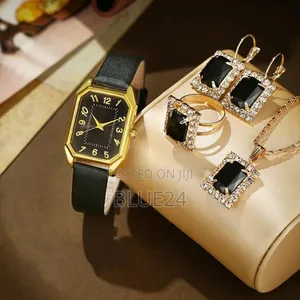 5-Piece Luxury Fashion Square Women's Watch Set