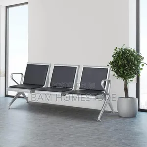 Executive 3-Seater Waiting Sofa - Modern Metal Office Reception Chair