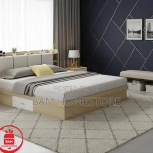 Luxury King Size Bed with Hydraulic Storage and Headboard Shelves