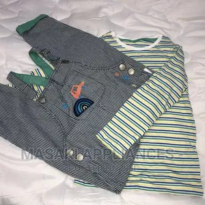 Mothercare Denim Striped Dungaree and T-Shirt Set